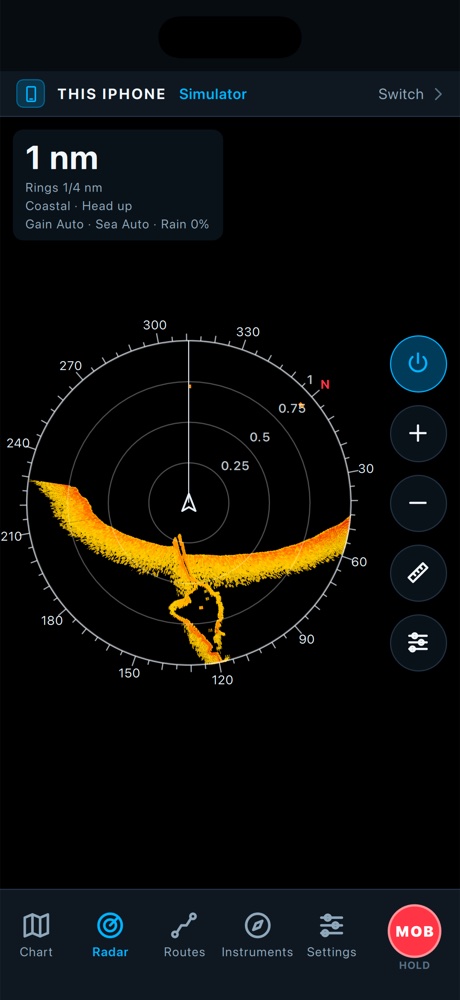 The radar on an iPhone